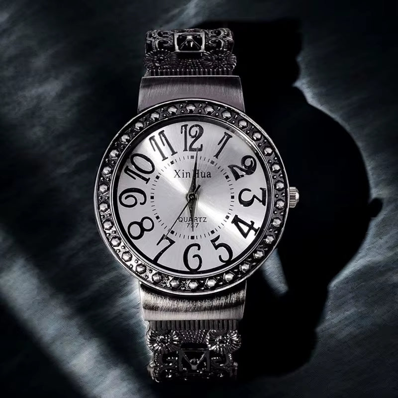 Vintage Bracelet Watch Women Black Quartz Wristwatch Unisex Special Antique Clock Elegant Casual Steel Female Mujer Bangle Reloj