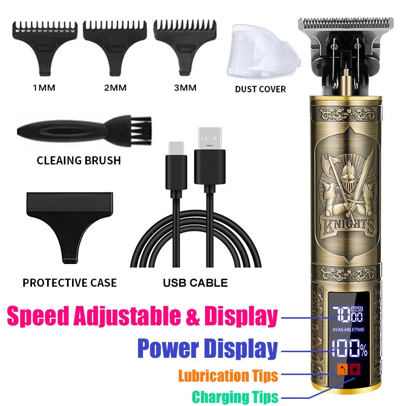 New Retro T9 Hair Clipper For Men, Electric Shaver, Rechargeable Hair Clipper, Portable Cordless Beard Trimmer