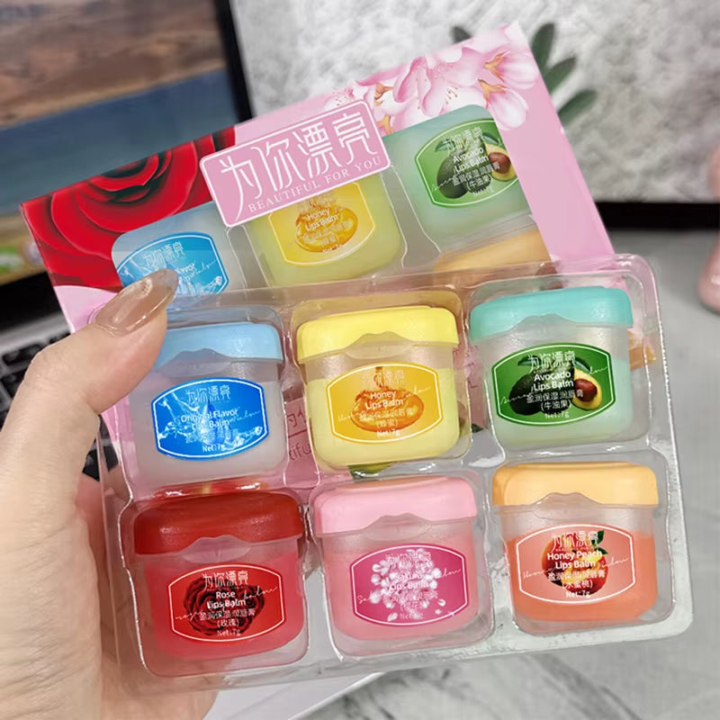 Moisturizing Fruits Lip Balm Sets Lipstick Makeup Base Moisturizer Lip Plumper Anti-Cracking Lips Skin Care Products