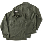 Olive Green Cotton Satin Work Clothes Shirt Men