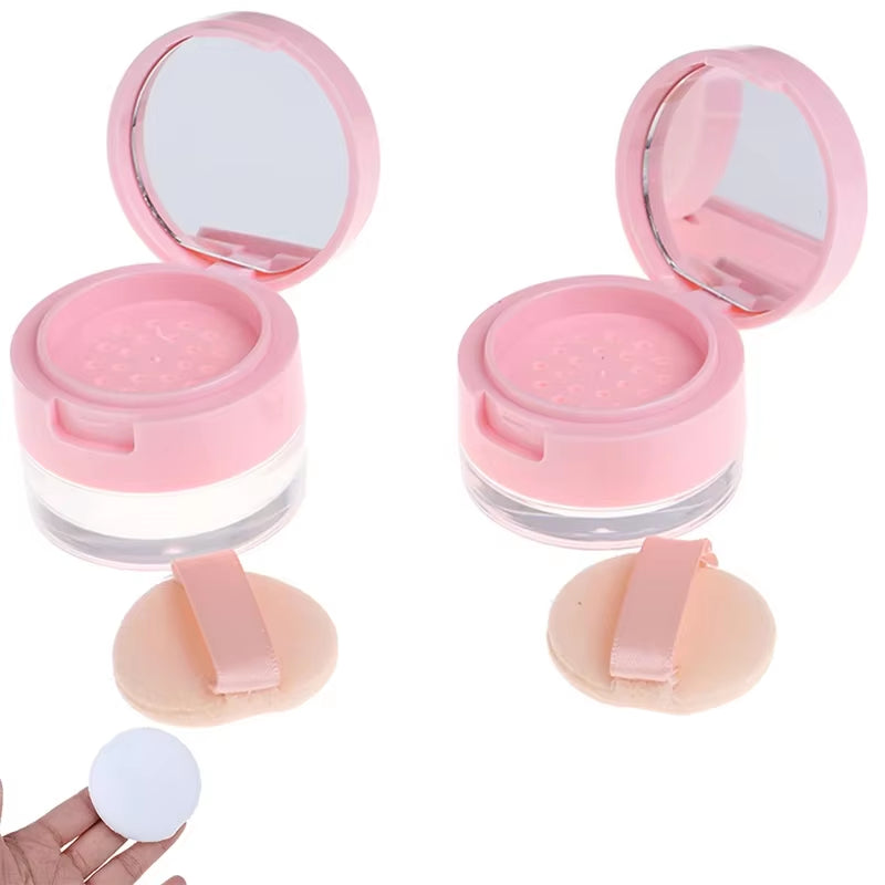 3G/5G Mini Loose Powder Box Portable Plastic Empty Bulk Powder Container with Sieve Mirror Cosmetic Jar Travel Make up Accessory