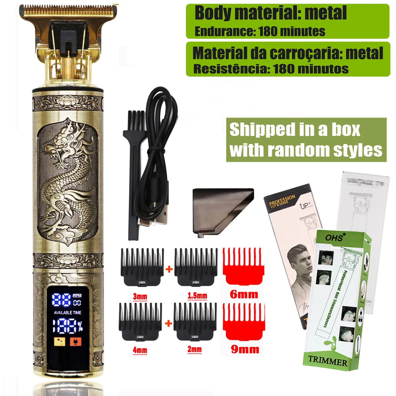 New Retro T9 Hair Clipper For Men, Electric Shaver, Rechargeable Hair Clipper, Portable Cordless Beard Trimmer