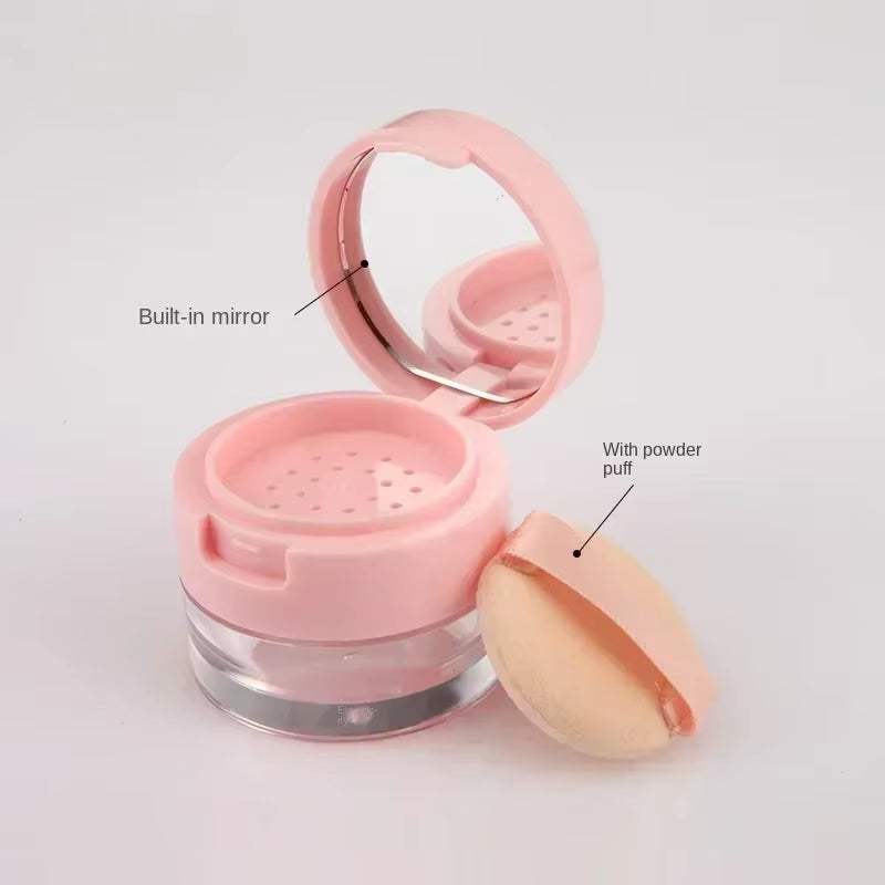 3G/5G Mini Loose Powder Box Portable Plastic Empty Bulk Powder Container with Sieve Mirror Cosmetic Jar Travel Make up Accessory