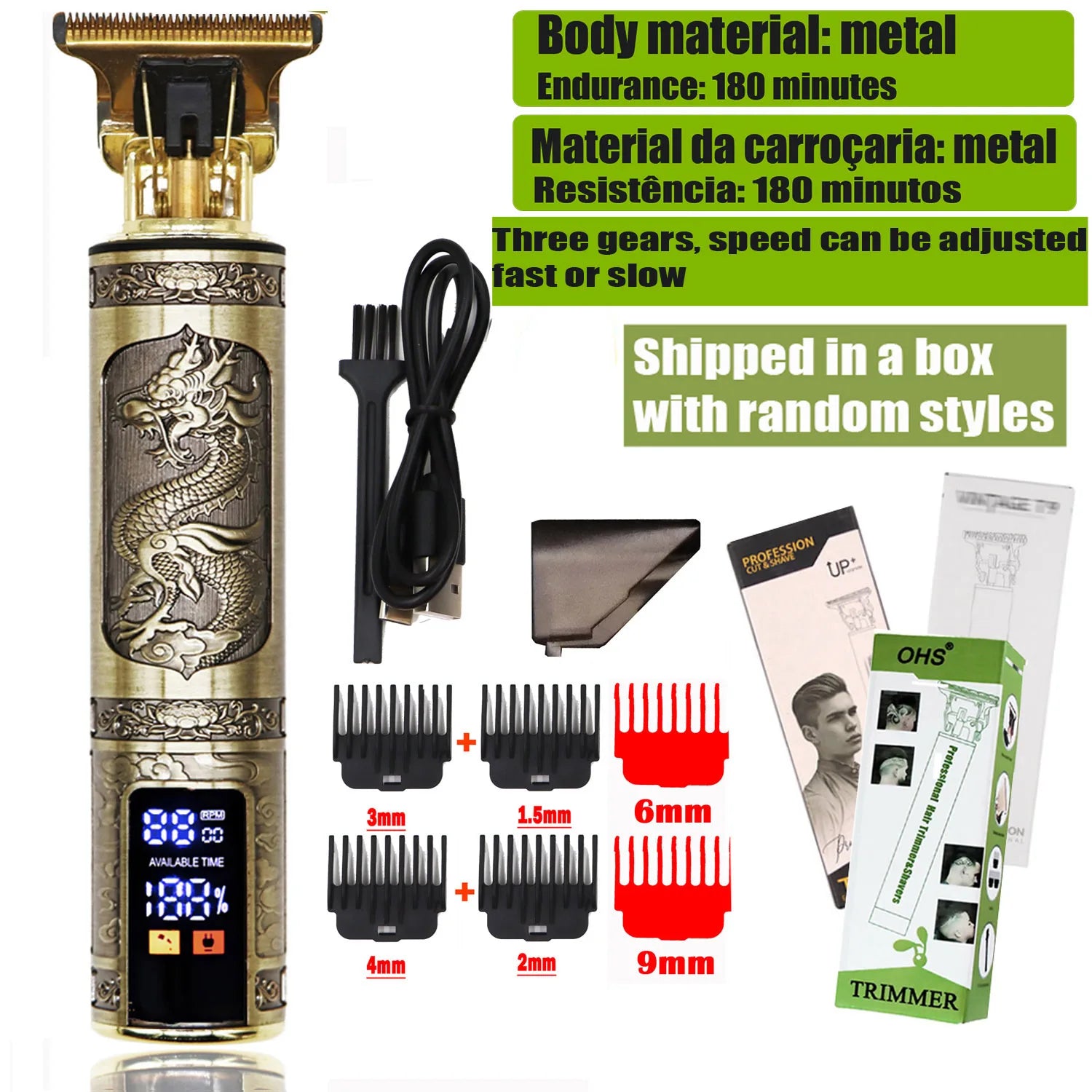 New Retro T9 Hair Clipper For Men, Electric Shaver, Rechargeable Hair Clipper, Portable Cordless Beard Trimmer
