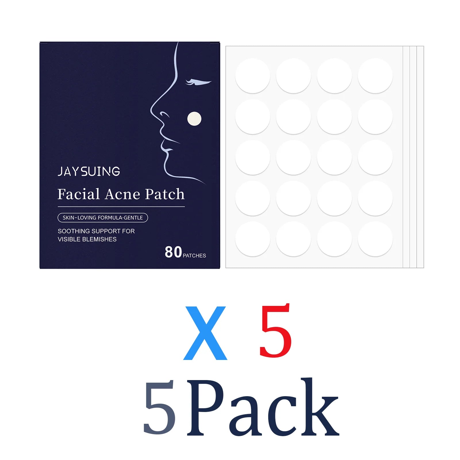 Acne Patches 80 Pcs Salicylic Acid Hydrocolloid Invisible Pimple Patches for Face Blemish Treatment Comedones Care Skin-friendly