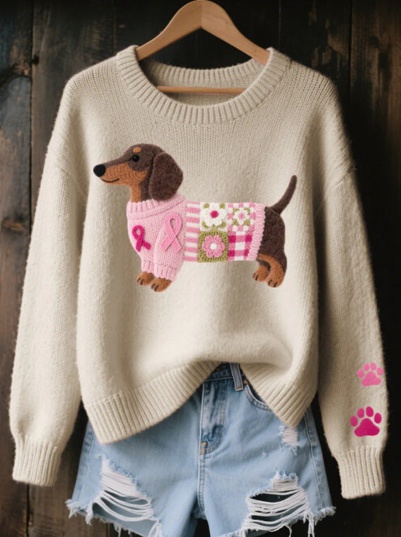 Womens Printed Crew-Neck Faux Sweater Top