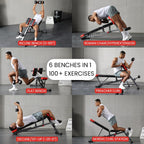 Multi-Functional FID Weight Bench for Full All-In-One Body Workout – Hyper Back Extension, Roman Chair, Adjustable Ab Sit up Bench, Incline Decline Bench, Flat Bench