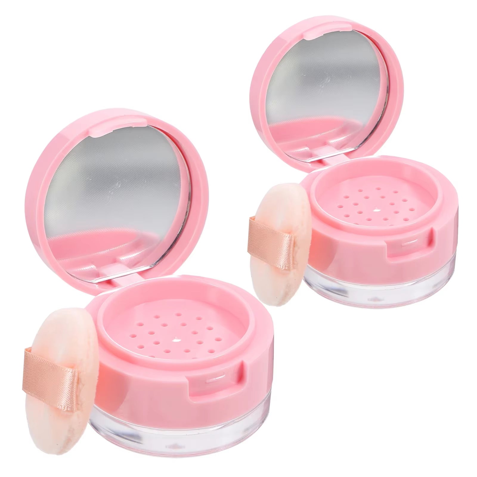 3G/5G Mini Loose Powder Box Portable Plastic Empty Bulk Powder Container with Sieve Mirror Cosmetic Jar Travel Make up Accessory