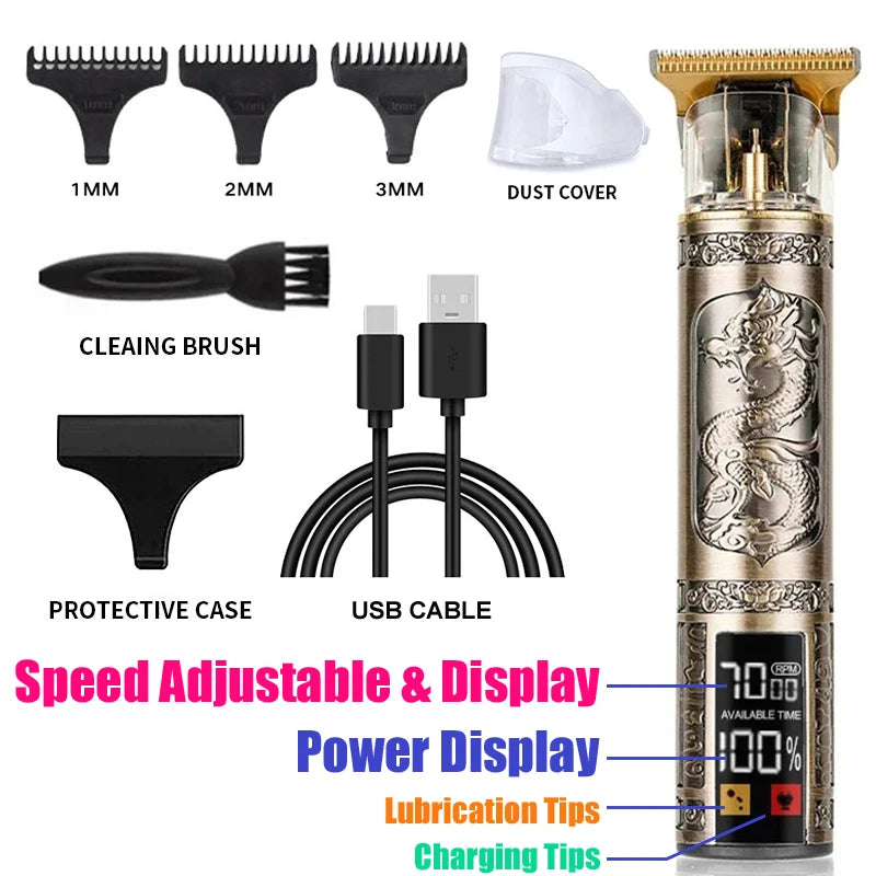 New Retro T9 Hair Clipper For Men, Electric Shaver, Rechargeable Hair Clipper, Portable Cordless Beard Trimmer