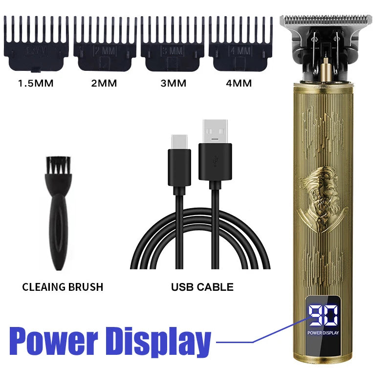 New Retro T9 Hair Clipper For Men, Electric Shaver, Rechargeable Hair Clipper, Portable Cordless Beard Trimmer