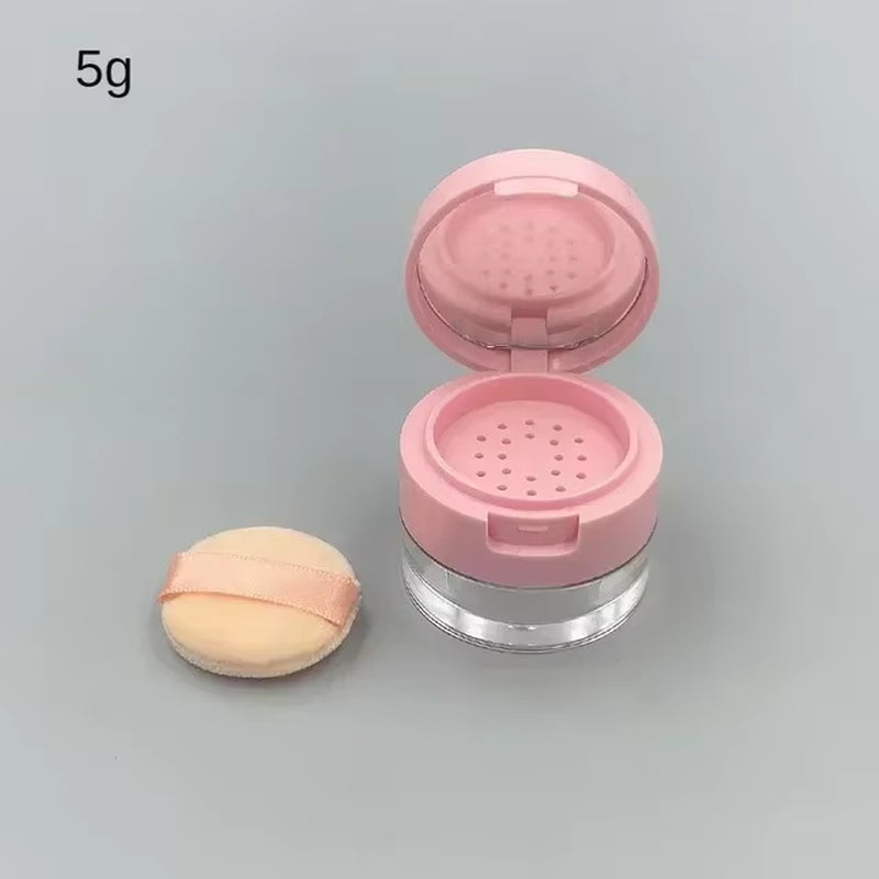 3G/5G Mini Loose Powder Box Portable Plastic Empty Bulk Powder Container with Sieve Mirror Cosmetic Jar Travel Make up Accessory