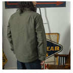 Olive Green Cotton Satin Work Clothes Shirt Men