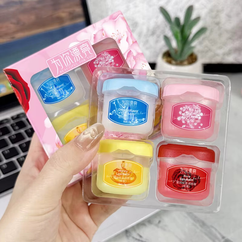 Moisturizing Fruits Lip Balm Sets Lipstick Makeup Base Moisturizer Lip Plumper Anti-Cracking Lips Skin Care Products