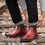 First Layer Cowhide Casual Short Boots Side Zipper Male Martin Boots