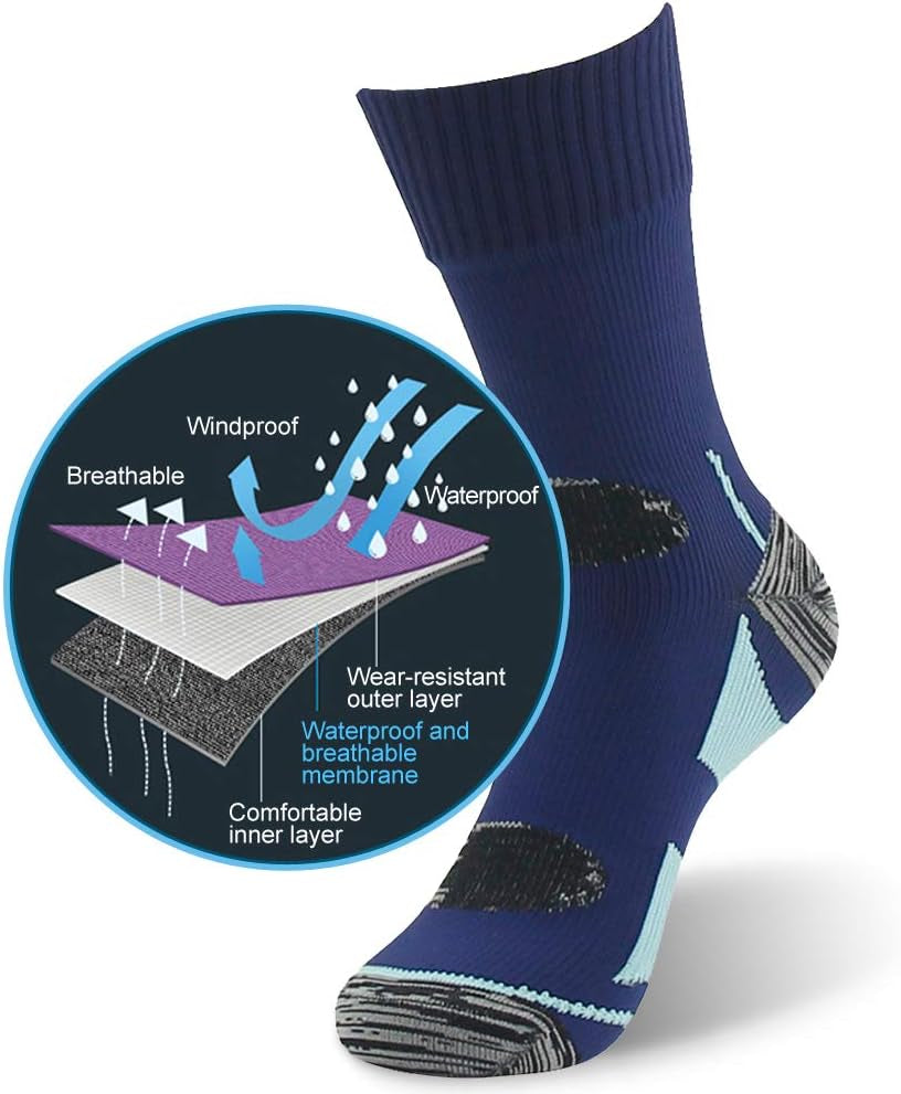 Waterproof Socks, Unisex Hiking Wading Trail Running Kayaking Crew Socks