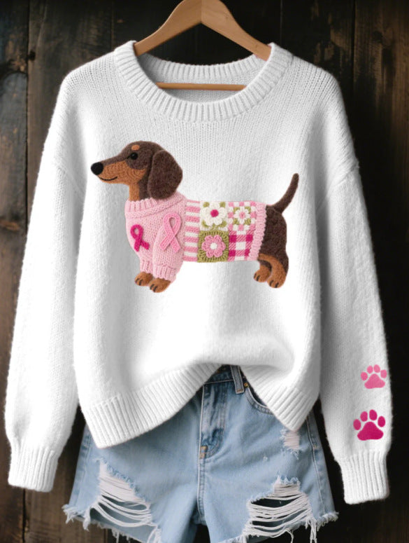 Womens Printed Crew-Neck Faux Sweater Top
