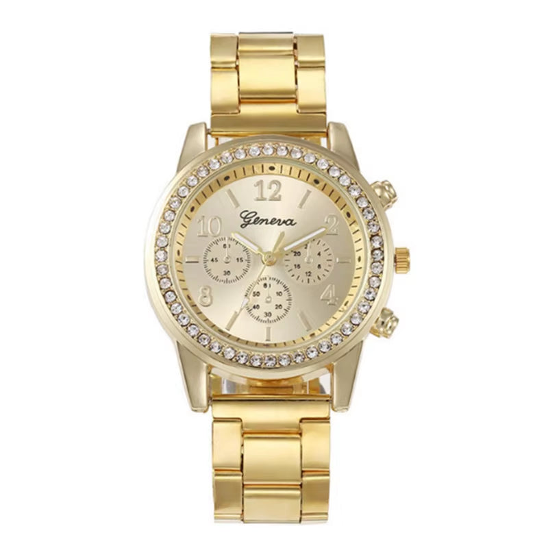 Womens Watches 5Pcs Set Luxury Rhinestone Women Fashion Elegant Wristwatch Quartz Watch for Girl Wristwatch Bracelet Gift
