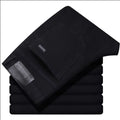 New Business Men'S Jeans Fleece Casual Straight Stretch Fashion Classic Blue Black Work Denim Trousers Male Clothing