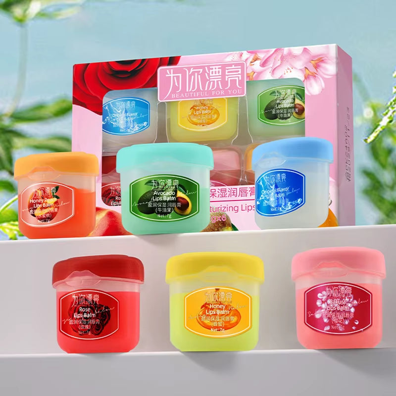Moisturizing Fruits Lip Balm Sets Lipstick Makeup Base Moisturizer Lip Plumper Anti-Cracking Lips Skin Care Products