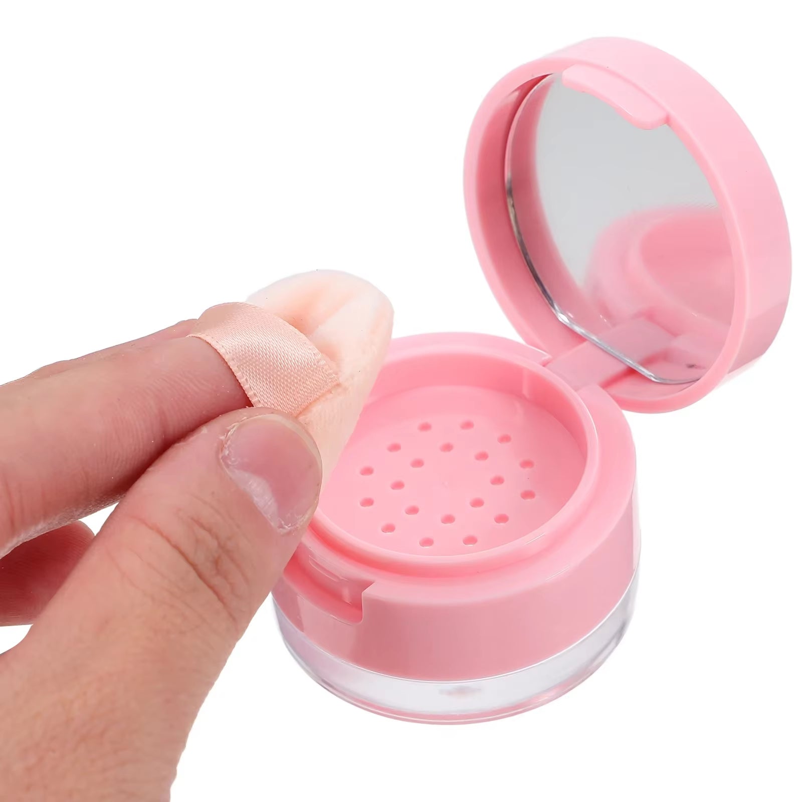 3G/5G Mini Loose Powder Box Portable Plastic Empty Bulk Powder Container with Sieve Mirror Cosmetic Jar Travel Make up Accessory